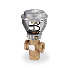 Valve assy 3W Mix 3/4" 6.3Cv Eq Pct/Lin Brass Trim Internal Thread x Internal Thread, 4" Pneu Act 3-8psi